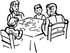 #61865 Clipart Of A Family Eating Supper At A Table In Black And White - Royalty Free Vector Illustration by JVPD