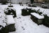 #747 Photo of Two Benches and a Birdbath Covered in Snow by Jamie Voetsch