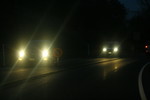 Bright Car Lights at Night