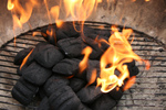 Charcoal Briquettes Combusting Into Flames