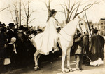 Photograph of Lawyer Inez Boissevain on a White Horse