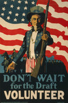 Uncle Sam Against A Backdrop Of Military Troops And The American Flag, Offering A Rifle