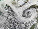 Two Cyclones Near Iceland and Scotland
