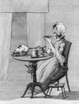 Woman and Cat at Table