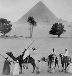 Men and Camels Near the Great Pyramid