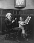 Old Man Playing Violin, Girl Turning Sheet Music