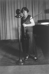 Renee Chemet in Front of Microphone, Holding Violin