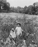 Child and a Collie Dog in a Field