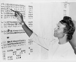 Shirley Chisholm Looking at Numbers on a Board
