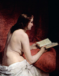 Photo of a Beautiful Nude Woman, Odalisque, Reading a Book by Francesco Hayez