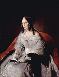 Photo of the Princess of Sant Antimo in a Gown and Gloves, Holding a Closed Fan, by Francesco Hayez