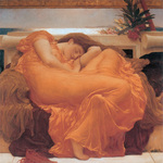 Picture of a Woman Sleeping in an Orange Gown Flaming June by Frederic Lord Leighton