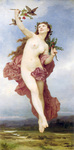 Photo of a Nude Woman Holding Branches With Berries, Feeding Birds, Day by William-Adolphe Bouguereau