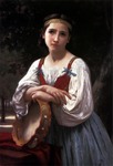 Photo of a Girl Leaning on a Tambourine Instrument, Gypsy Girl with a Basque Drum by William-Adolphe Bouguereau
