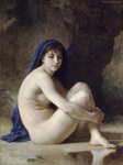 Photo of a Bather Woman With a Cloth Over Her Head, Seated Nude by William-Adolphe Bouguereau