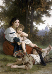 Photo of a Woman and Her Two Children Resting by Trees, Rest by William-Adolphe Bouguereau