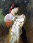 Photo of a Young Mother Holding Her Baby, Maternal Admiration by William-Adolphe Bouguereau