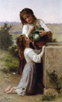 Photo of a Girl Helping Her Sister Drink Water From a Jar, At the Fountain, by William-Adolphe Bouguereau