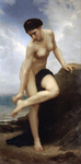 Photo of a Nude Woman Leaning on a Rock, After the Bath, by William-Adolphe Bouguereau