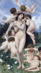 Photo of a Nude Woman Surrounded by Cherubs, Return of Spring, Le Printemps, by William-Adolphe Bouguereau
