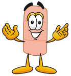 Clip art Graphic of a Bandaid Bandage Cartoon Character With Welcoming Open Arms
