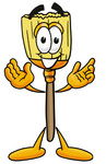 Clip Art Graphic of a Straw Broom Cartoon Character With Welcoming Open Arms