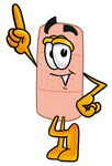 Clip art Graphic of a Bandaid Bandage Cartoon Character Pointing Upwards