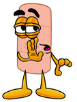 Clip art Graphic of a Bandaid Bandage Cartoon Character Whispering and Gossiping