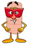 Clip art Graphic of a Bandaid Bandage Cartoon Character Wearing a Red Mask Over His Face