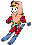 Clip art Graphic of a Bandaid Bandage Cartoon Character Skiing Downhill