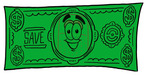 Clip art Graphic of a Bandaid Bandage Cartoon Character on a Dollar Bill