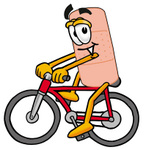 Clip art Graphic of a Bandaid Bandage Cartoon Character Riding a Bicycle