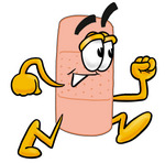 Clip art Graphic of a Bandaid Bandage Cartoon Character Running