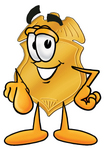 Clip art Graphic of a Gold Law Enforcement Police Badge Cartoon Character Pointing at the Viewer
