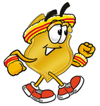 Clip art Graphic of a Gold Law Enforcement Police Badge Cartoon Character Speed Walking or Jogging