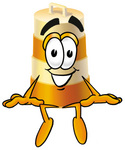 Clip art Graphic of a Construction Road Safety Barrel Cartoon Character Sitting