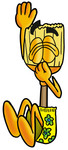 Clip Art Graphic of a Straw Broom Cartoon Character Plugging His Nose While Jumping Into Water