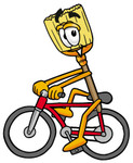 Clip Art Graphic of a Straw Broom Cartoon Character Riding a Bicycle