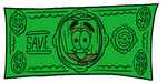 Clip Art Graphic of a Straw Broom Cartoon Character on a Dollar Bill