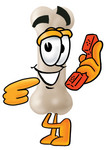 Clip art Graphic of a Bone Cartoon Character Holding a Telephone