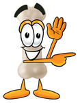 Clip art Graphic of a Bone Cartoon Character Waving and Pointing