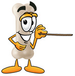 Clip art Graphic of a Bone Cartoon Character Holding a Pointer Stick