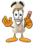 Clip art Graphic of a Bone Cartoon Character Holding a Pencil