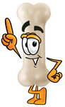 Clip art Graphic of a Bone Cartoon Character Pointing Upwards
