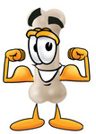Clip art Graphic of a Bone Cartoon Character Flexing His Arm Muscles