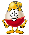 Clip art Graphic of a Fishing Bobber Cartoon Character Wearing a Hardhat Helmet
