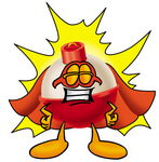 Clip art Graphic of a Fishing Bobber Cartoon Character Dressed as a Super Hero