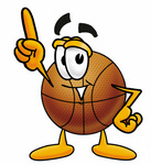 Clip art Graphic of a Basketball Cartoon Character Pointing Upwards
