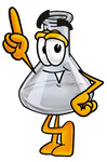 Clip art Graphic of a Beaker Laboratory Flask Cartoon Character Pointing Upwards