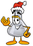 Clip art Graphic of a Beaker Laboratory Flask Cartoon Character Wearing a Santa Hat and Waving